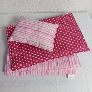 Sophia's Doll Bedding Pink Stripe Polka Dot 18inch Dolls Cotton Pillow Blanket